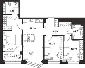 3-к квартира, строящийся дом, 83м2, 10/24 этаж