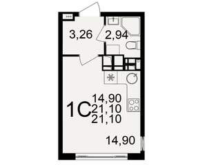 1-к квартира, строящийся дом, 21м2, 17/20 этаж