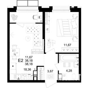 2-к квартира, вторичка, 38м2, 6/16 этаж