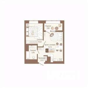 1-к квартира, строящийся дом, 36м2, 11/14 этаж