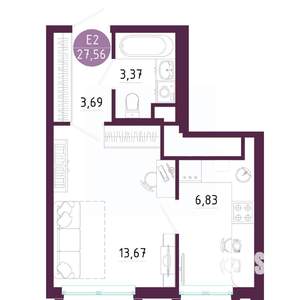 1-к квартира, вторичка, 28м2, 7/10 этаж
