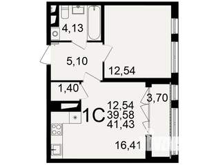 1-к квартира, строящийся дом, 40м2, 2/18 этаж