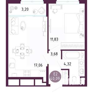 1-к квартира, вторичка, 40м2, 9/10 этаж