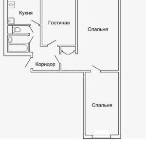 3-к квартира, вторичка, 58м2, 1/5 этаж