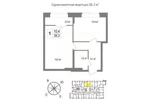 1-к квартира, вторичка, 38м2, 10/11 этаж