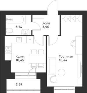 1-к квартира, вторичка, 37м2, 1/5 этаж