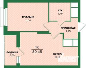 1-к квартира, вторичка, 39м2, 23/25 этаж