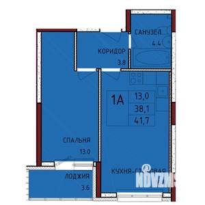 1-к квартира, строящийся дом, 42м2, 2/17 этаж