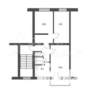 3-к квартира, вторичка, 64м2, 3/5 этаж