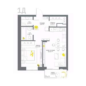 1-к квартира, вторичка, 52м2, 15/17 этаж