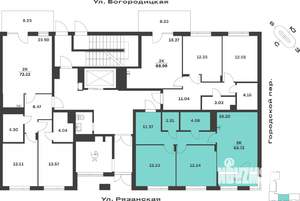 2-к квартира, вторичка, 64м2, 1/4 этаж