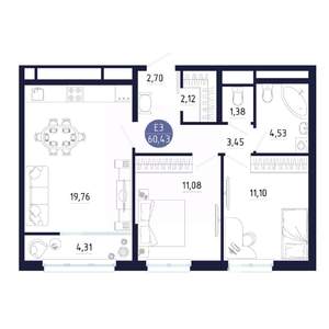 2-к квартира, вторичка, 60м2, 2/25 этаж