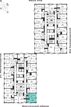 1-к квартира, строящийся дом, 39м2, 19/25 этаж