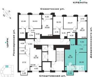 1-к квартира, вторичка, 62м2, 6/10 этаж