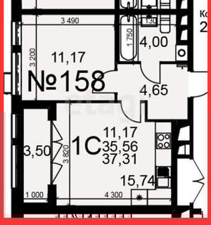 1-к квартира, вторичка, 35м2, 3/16 этаж