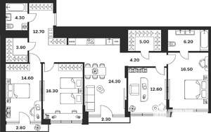 4-к квартира, вторичка, 126м2, 8/9 этаж
