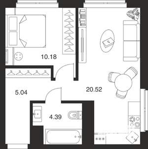 1-к квартира, вторичка, 40м2, 4/25 этаж