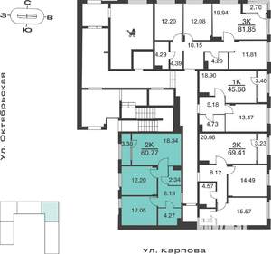 2-к квартира, вторичка, 61м2, 1/9 этаж
