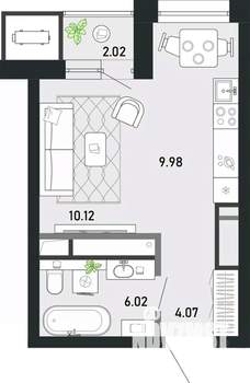 Студия квартира, вторичка, 32м2, 4/21 этаж