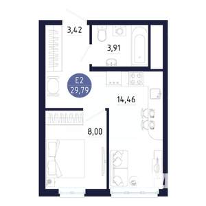 Студия квартира, строящийся дом, 30м2, 14/25 этаж