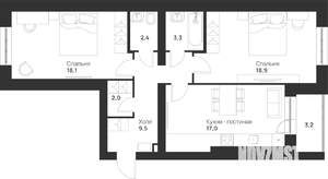 2-к квартира, вторичка, 74м2, 4/5 этаж