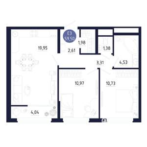2-к квартира, вторичка, 60м2, 12/25 этаж