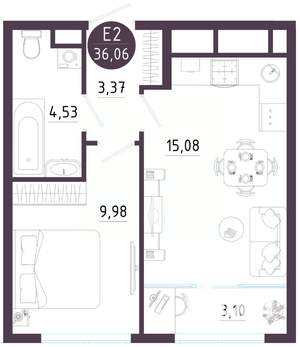 1-к квартира, вторичка, 36м2, 2/10 этаж