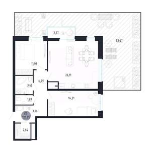 2-к квартира, вторичка, 127м2, 1/25 этаж