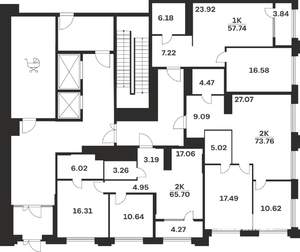 2-к квартира, вторичка, 66м2, 1/10 этаж