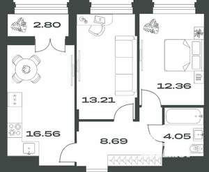 2-к квартира, вторичка, 58м2, 13/15 этаж