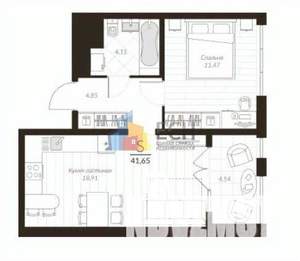 1-к квартира, вторичка, 42м2, 5/6 этаж