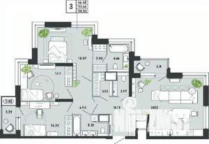 3-к квартира, вторичка, 119м2, 10/21 этаж