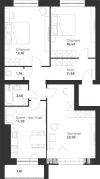3-к квартира, вторичка, 93м2, 1/5 этаж