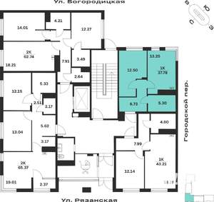 1-к квартира, вторичка, 38м2, 1/4 этаж