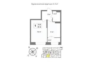 1-к квартира, вторичка, 31м2, 8/11 этаж