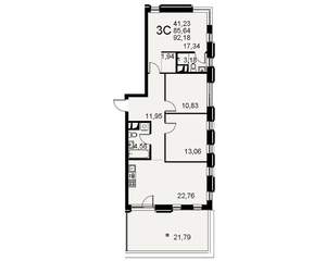 3-к квартира, строящийся дом, 86м2, 2/11 этаж