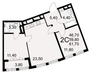 2-к квартира, вторичка, 62м2, 12/16 этаж