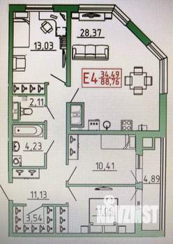 4-к квартира, вторичка, 86м2, 10/17 этаж
