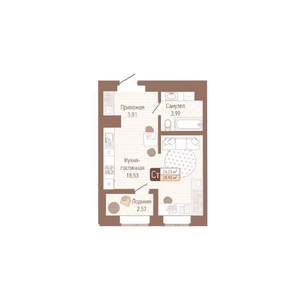 1-к квартира, строящийся дом, 29м2, 3/14 этаж