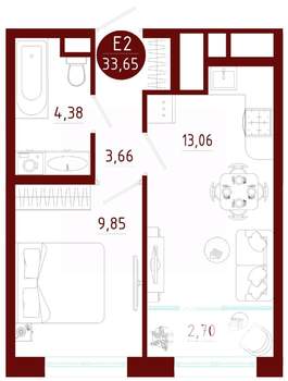 1-к квартира, вторичка, 34м2, 4/10 этаж