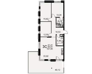 3-к квартира, строящийся дом, 96м2, 2/11 этаж
