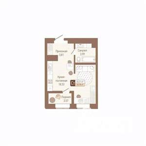 1-к квартира, строящийся дом, 28м2, 11/14 этаж