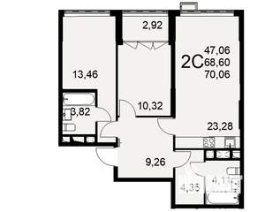 2-к квартира, вторичка, 70м2, 1/16 этаж