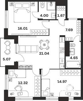 3-к квартира, вторичка, 87м2, 3/4 этаж