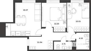 2-к квартира, вторичка, 60м2, 4/4 этаж