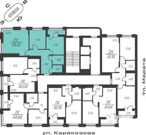 2-к квартира, вторичка, 66м2, 12/15 этаж