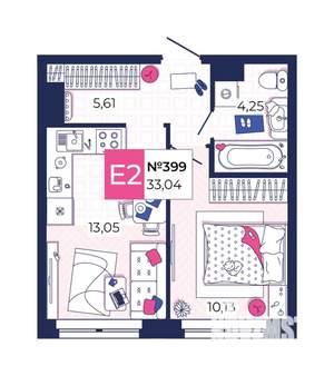 1-к квартира, вторичка, 33м2, 6/25 этаж