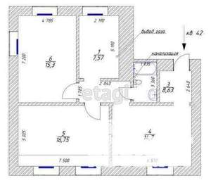 3-к квартира, вторичка, 65м2, 2/4 этаж