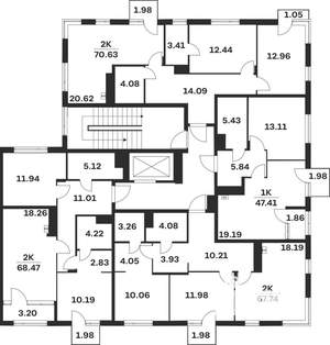 2-к квартира, вторичка, 68м2, 2/4 этаж