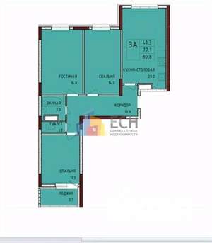 3-к квартира, вторичка, 81м2, 5/17 этаж